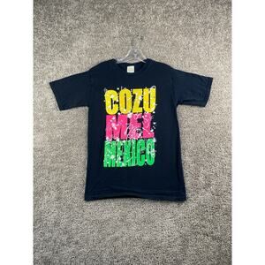 Cozumel Mexico Shirt Adult Small Black Pink Cotton Casual Short Sleeve Reef Mens